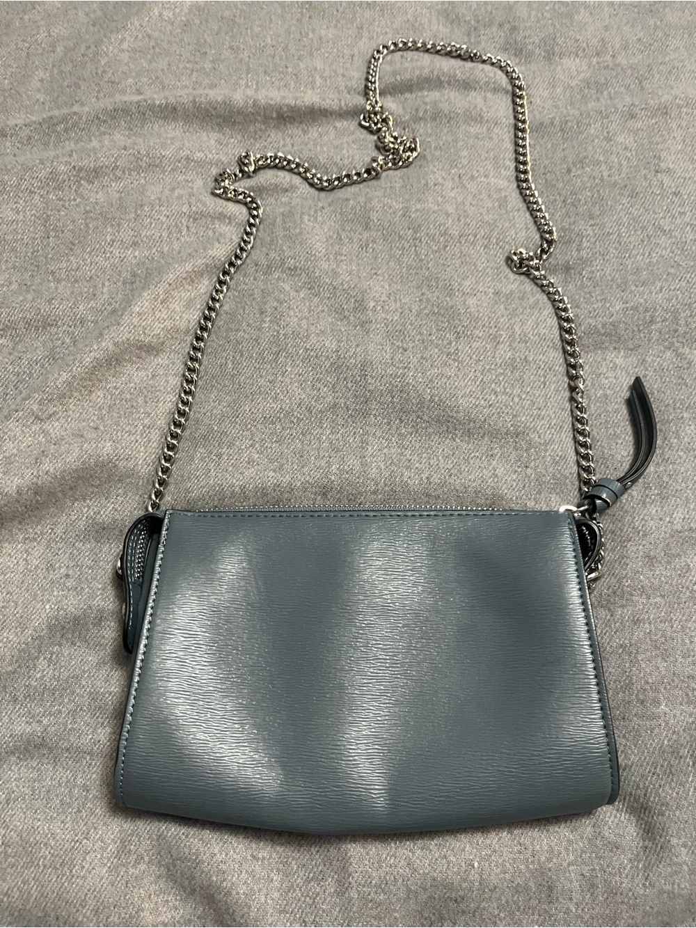 H&M Steel Blue Crossbody Bag with Silver Chain